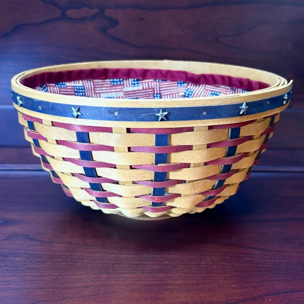 Longaberger 2004 Proudly American Bowl Basket w/ Liner 9